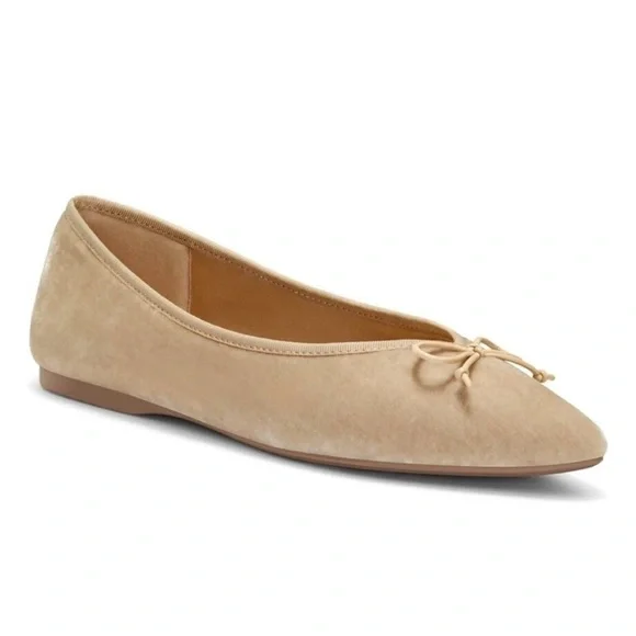 Birdies Size 7.5 Goldfinch Flats in Champagne Velvet Bow Detail Classic - Picture 2 of 9